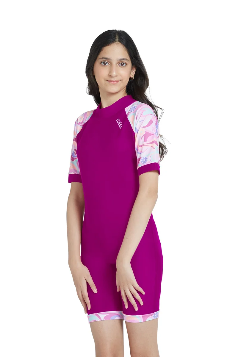 COEGA  Girls Kids One-piece Swimsuit - Purple Groovy Splashes